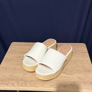 The Rail Cream Espadrille Platform Slides